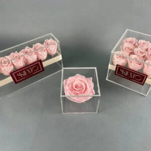 ROSAS ROSAS PRESERVADAS EN CAJA DE ACRÍLICO